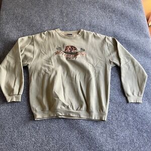 Camp David Yellowstone National Park Bear Embroidered Sweatshirt Mens Large Tan